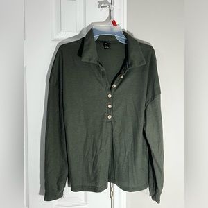 Green waffle Blouse